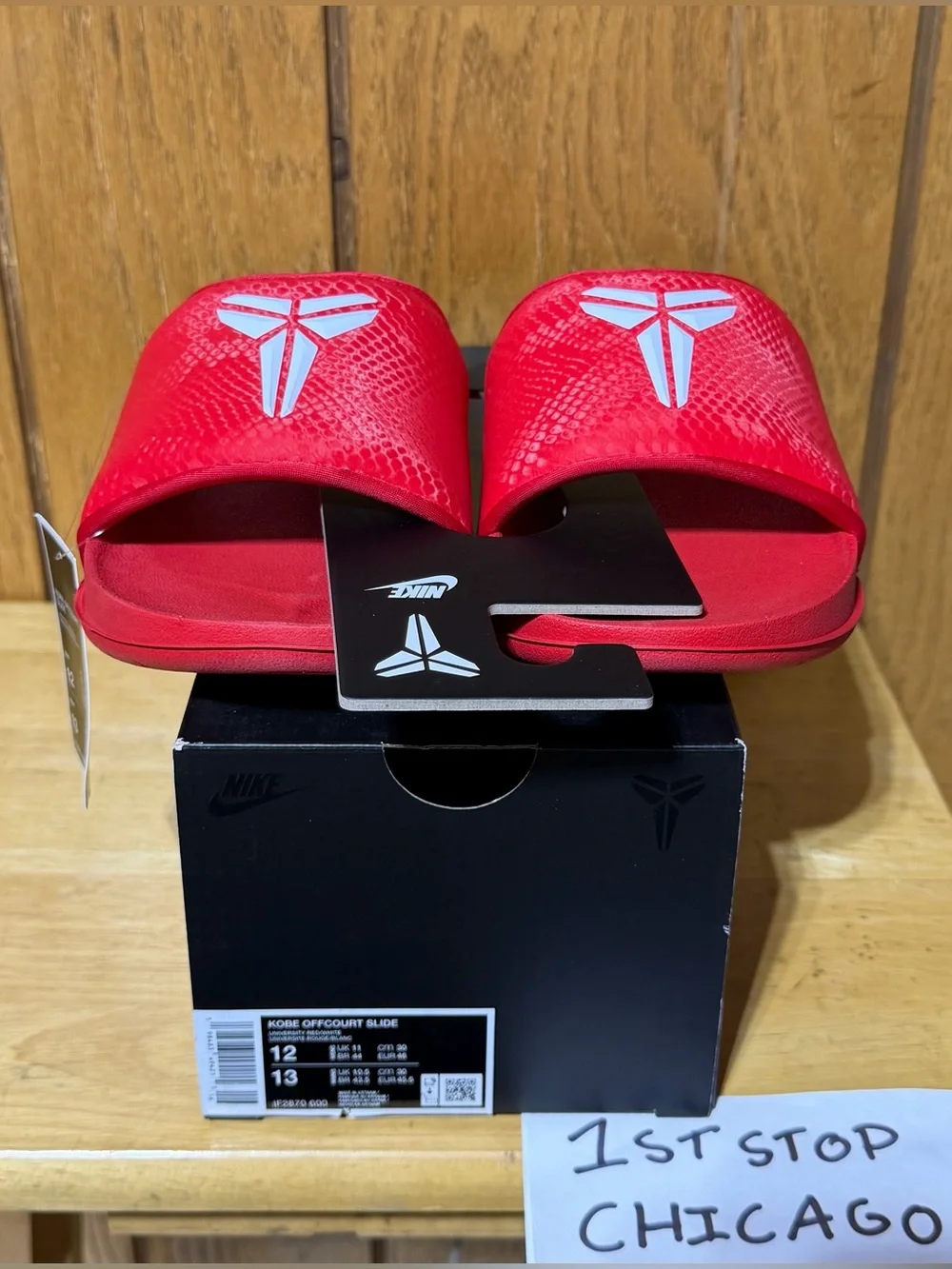 Nike Kobe Offcourt Slide Sandals Red White Logo Comfort IF2870-600 Mens 12 NEW
